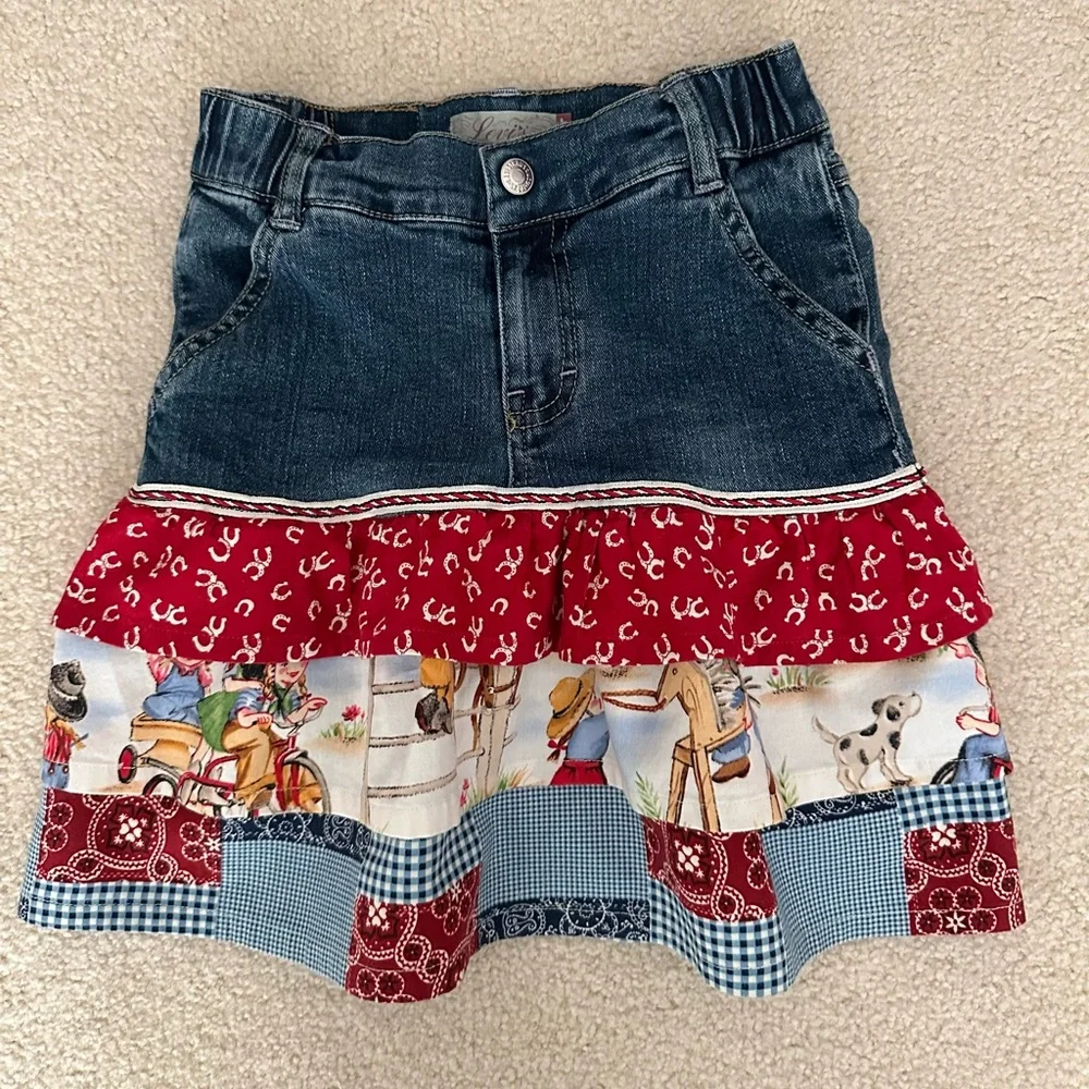 Western, Hand Crafted, Cowgirl, Tiered Skirt Sz 6X Very Good Condition